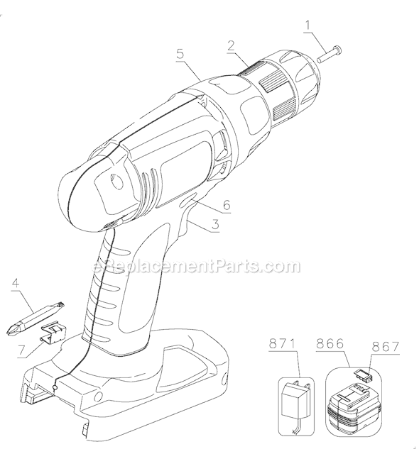 Page A Diagram and Parts List for PSO1800 Type 3 Black and Decker Cordless Drill